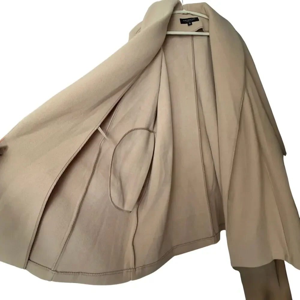 Marc New York Womens Palomino Cream Belted Shawl Collar Draped Coat NWT XL 16-18